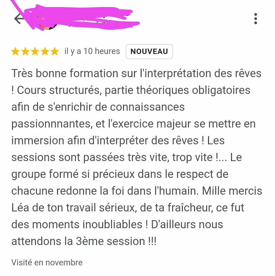 Avis formation interprétation des rêves Léa Le Gall